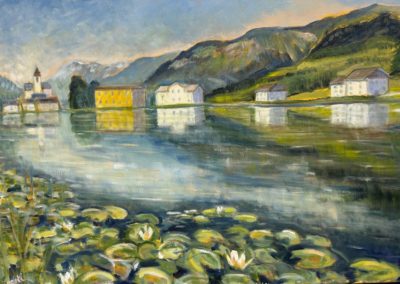 Lac de Tarasp, étang et nénuphars, Grisons