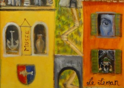 Tableau de Nyon, Suisse, recomposé par Rita Mancesti - huile sur toile