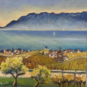 Peinture du paysage lémanique « Lavaux I » de Rita Mancesti