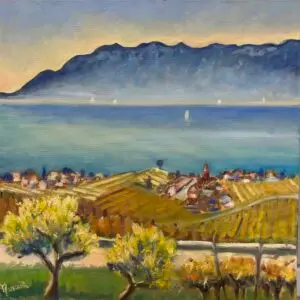 Peinture du paysage lémanique « Lavaux I » de Rita Mancesti
