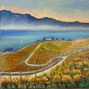 Peinture du paysage lémanique « Lavaux II » de Rita Mancesti