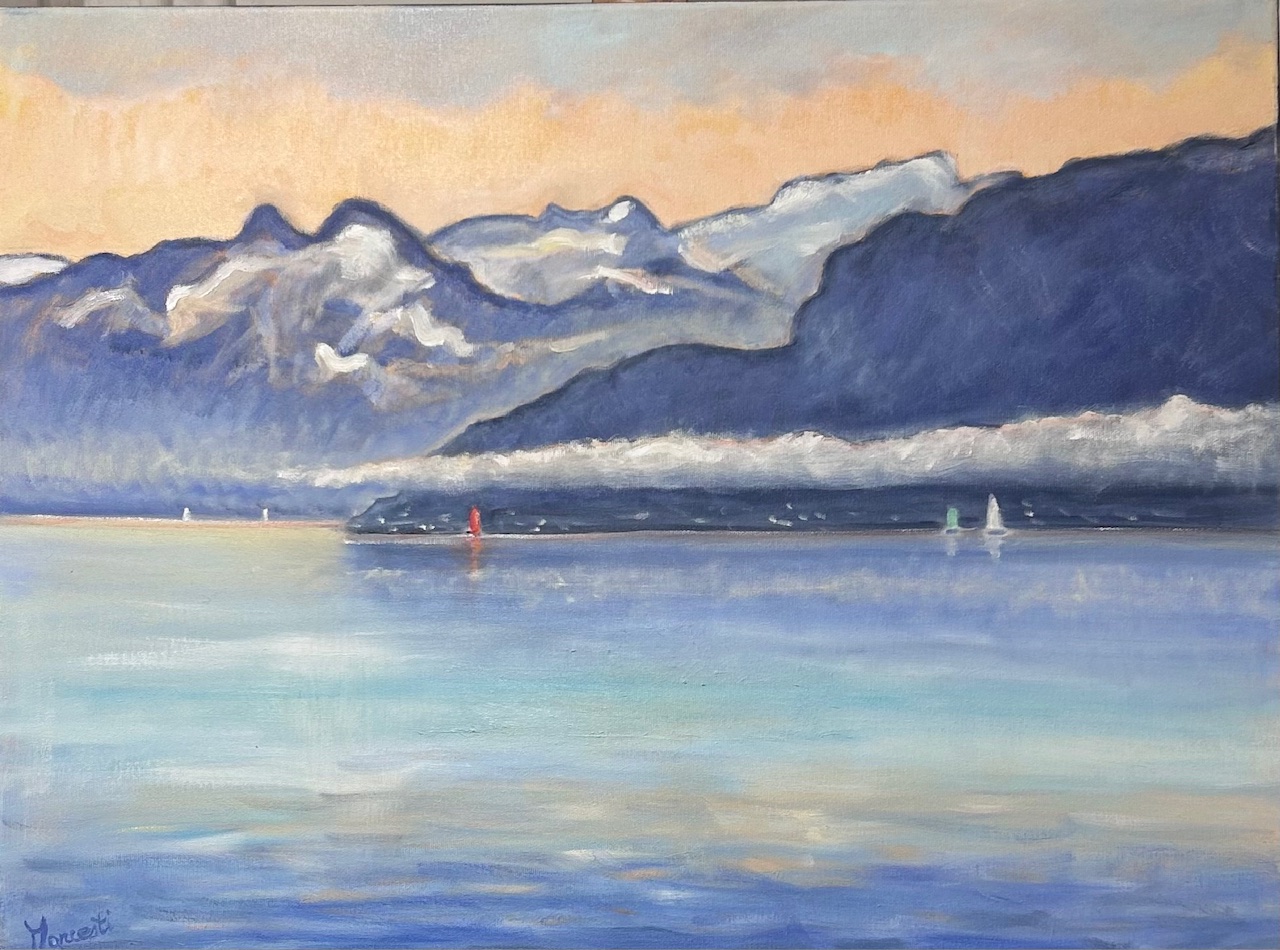Peinture du paysage lémanique « Léman Lumière » de Rita Mancesti