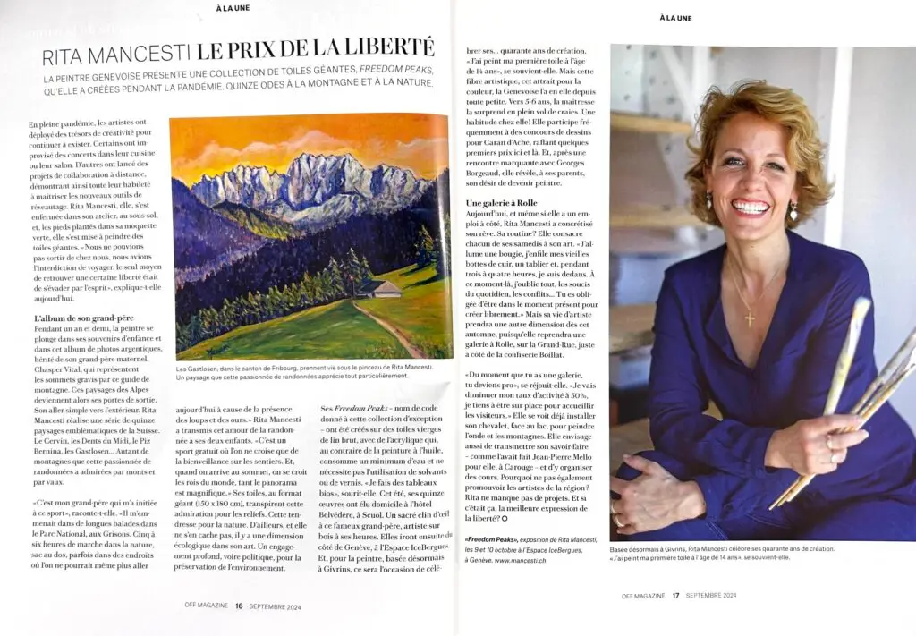 Article de presse présentant le parcours et les œuvres de Rita Mancesti